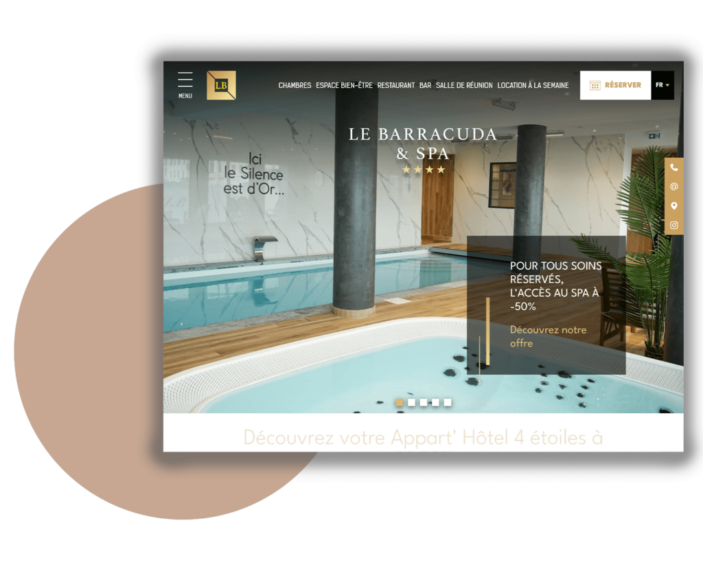 Site de l'Hôtel Le Barracuda & Spa réalisé par l'agence web Juliana