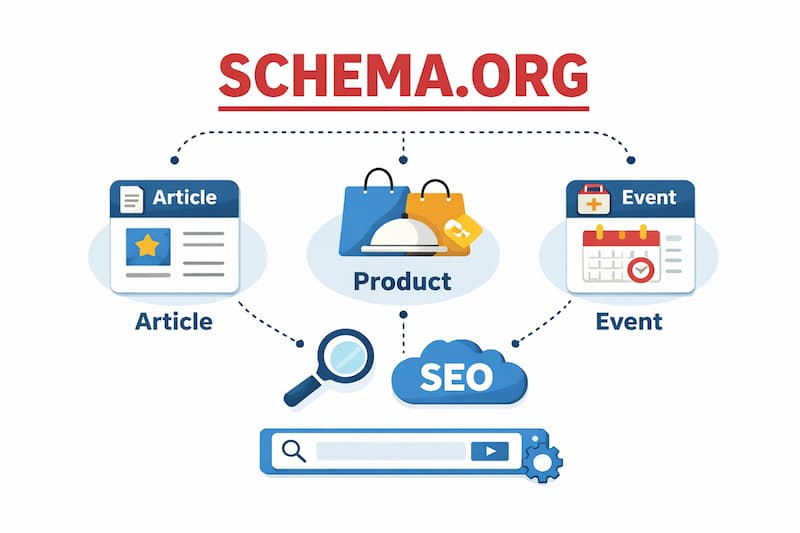 Illustration Schema.org, qui permet d'être cité sur les IA